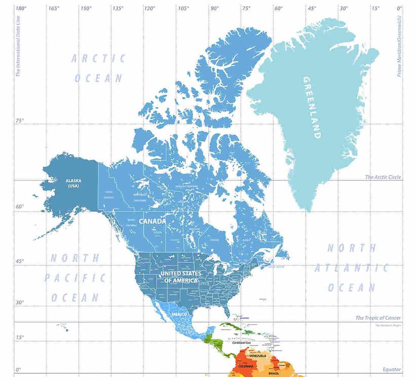 Denmark, Greenland on map