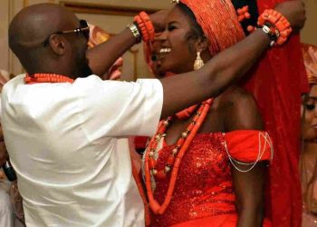 2baba unveiling Natasha Osawaru during their traditional wedding
