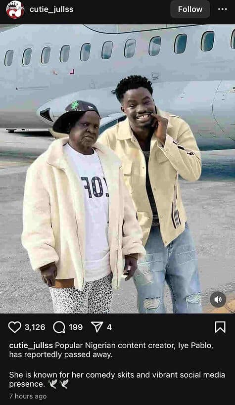 Iye Pablo Obituary | Instapost