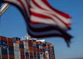 A cargo ship full of shipping containers is seen at the port of Oakland, California, U.S.