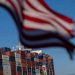 A cargo ship full of shipping containers is seen at the port of Oakland, California, U.S.