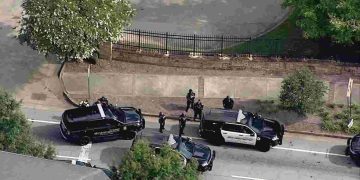 Law enforcement at the scene or a reported shooting at Emory University's Atlanta campus in Atlanta, Aug. 8, 2025.