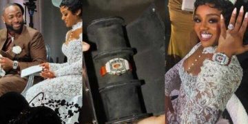 Davido Gifts Chioma $300k Richard Mille Diamond Watch at Lavish Miami White Wedding
