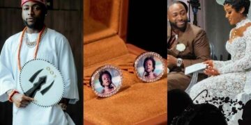 Emotional Moment Davido Wears Cufflinks with Late Son’s Picture on Wedding Day