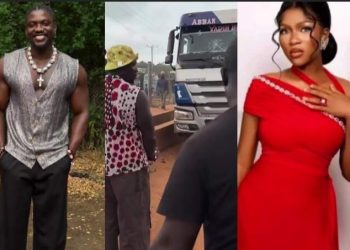 VerydarkMan Blocks Dangote Trucks In Edo While Leading Protest Demanding Justice for Phyna’s Sister