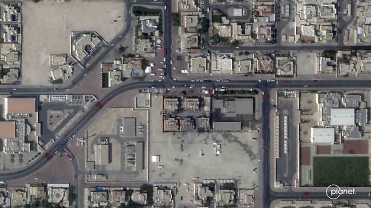 This satellite image from Planet Labs PBC taken on Wednesday, Sept. 10, 2025 shows damage after an Israeli strike targeted a compound that hosted Hamas’ political leadership in Doha, Qatar, Tuesday. (Planet Labs PBC via AP)